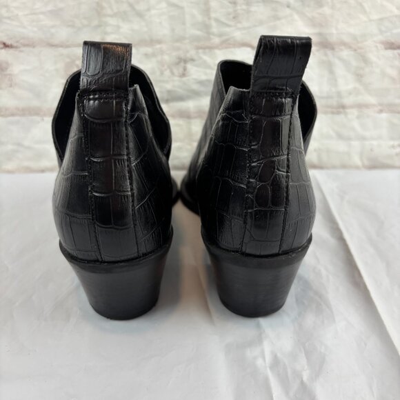 Dolce Vita Women's 7 Black Slide-on Moc Croc Heel Ankle Booties - Picture 8 of 9